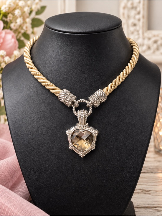 Judith Ripka Jewelry - Judith Ripka Smokey Quartz Heart Enhancer Silk Cord Necklace